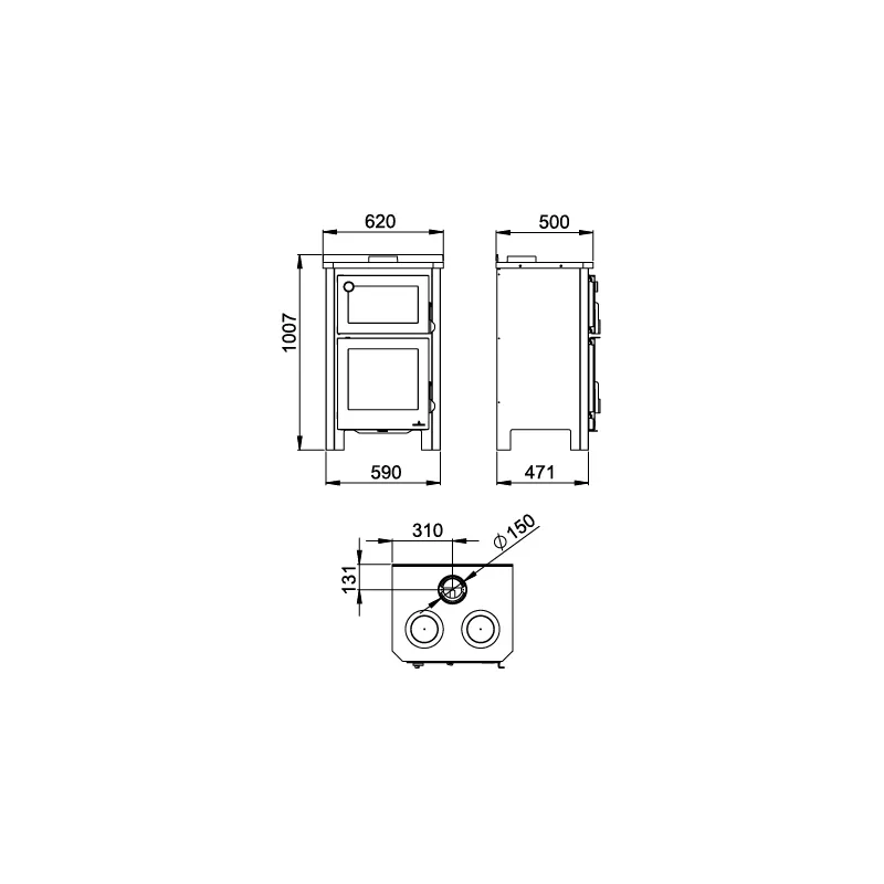 Poêle à bois avec four et plaque de cuisson Pramoda – 9 Kw – Image 4