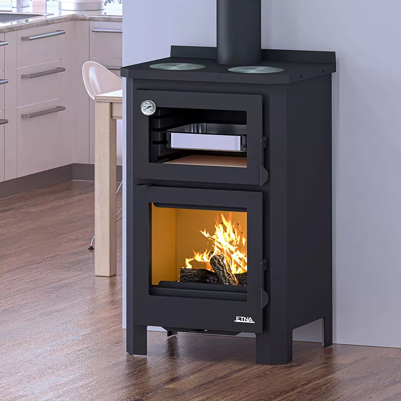 Poêle à bois avec four et plaque de cuisson Pramoda – 9 Kw